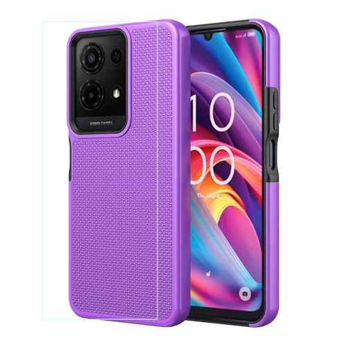 Aulzaju for TCL K32/K33 5G Phone Case with Screen Protector TCL K32 5G T513W Phone Case Dual Layer Heavy Duty Protection Slim Rugged Military Grade Shockproof Corner Cover for TCL K33 T513V Purple