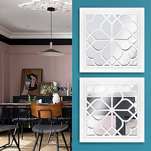 Wocred Set Of 2 Mirrors Square Wall Mirror,Gorgeous Rustic Farmhouse Accent Mirror,White Color Entry Mirror For Bathroom Renovation,Bedrooms,Living Rooms And More(12”X12”) #TOP2