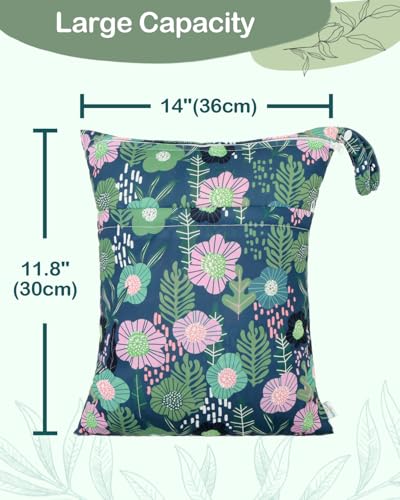 Image of babygoal Floral Wet Dry Bags 3 Pack, Waterproof Travel Bags for Swimsuits, Beach, Pool, Gym,Food Storage and Wet Clothes,3LN45-B