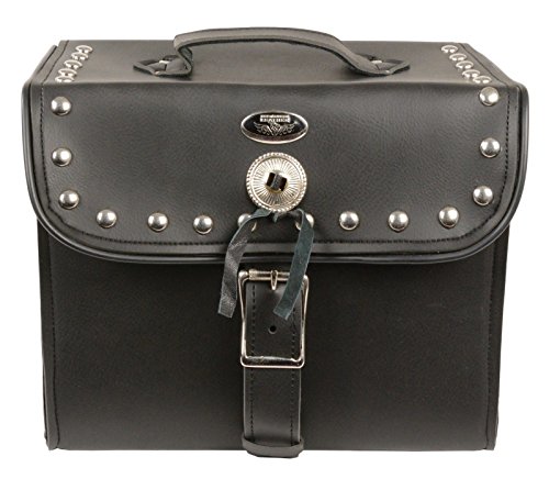 Bolsa Sissy Bar para Motocicleta con Hebilla Simple, Tachuelas y Trenzado en PVC con Concho miniatura 2