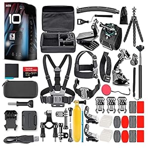GoPro HERO10 (Hero 10) Black – Waterproof Action Camera with Front LCD and Touch Rear Screens, GP2 Engine, 5K HD Video, 23MP Photos, Live Streaming, 64GB Card and 50 Piece Accessory Kit – Bundle