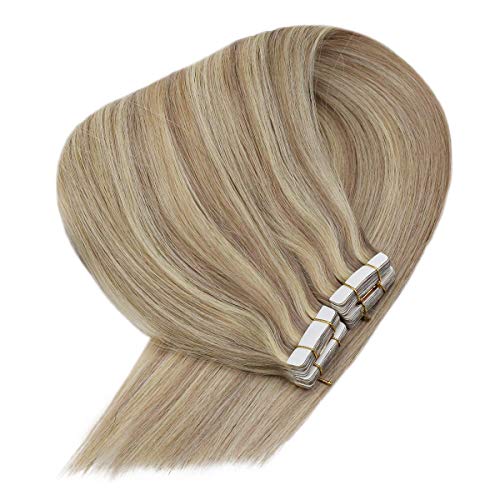 Sunny Blonde Tape in Hair Extensions 18 inch Real Hair Tape on Hair Extensions Blonde Human Hair Ash Blonde Mix Bleach Blonde 20 pc/50g