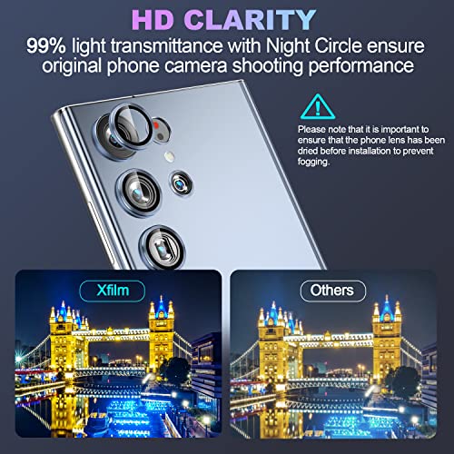 Xfilm Protetor de lente de câmera para Samsung Galaxy S23 Ultra, protetores de lentes individuais de