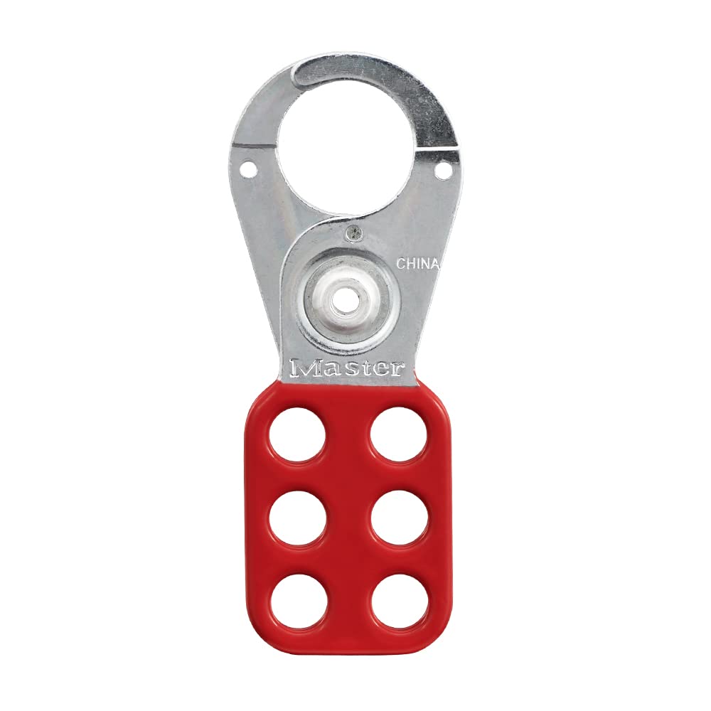 Master Lock 420 Lockout Tagout Hasp with VinylCoated Handle, Red
