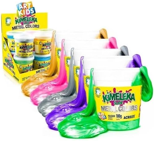 Slime Kimeleka Metal Colors 180g 12 Unidade Acrilex Art Kids