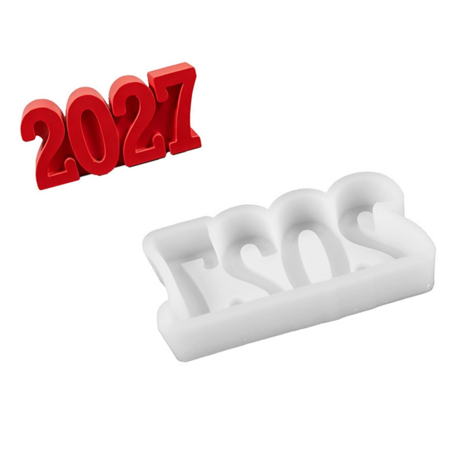 Zxfdsfdbnm 2027 Silicone Arabic Numeral Silicone for Making Plaster Sculpture Ornament Epoxy Resin Craft and Home Decoration New Year Celebration Form
