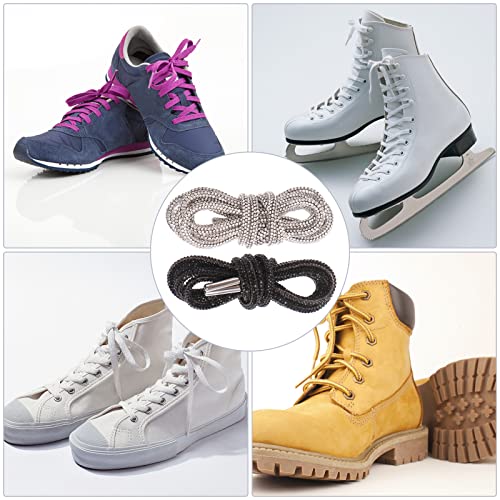4 Pieces Rhinestone Glitter Rope 55'' Shoelaces Crystal Shoe Laces Bling Bling Drawstring Cords Replacement Shiny Round Shoe Laces Sneakers Canvas Athletic Girls' Cheerleading Shoes #TOP3