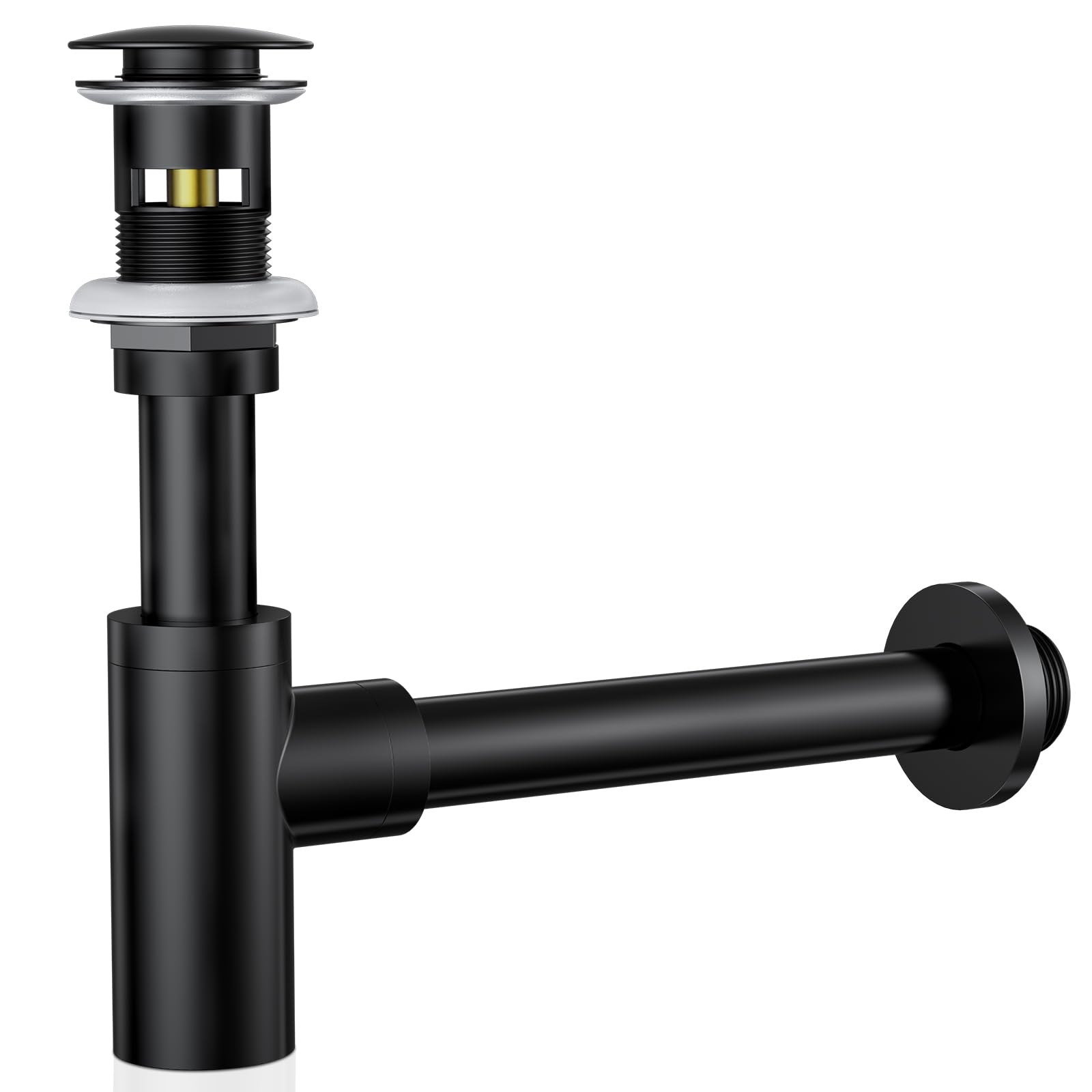 Siphon Noir Rétro avec Bonde Trop-plein, 1 1/4 Laiton Universel Design Siphon Anti-Odeur, Kit de Siphon de Vidange， pour évier de cuisine et salle de bain