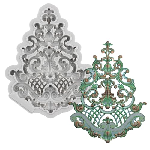 MINFEIDMS Baroque Style Scroll Relief Cake Decoration Fondant Molds European Vintage Jewelry Silicone Mold For Cake Decorating Cupcake Topper Polymer Clay Candy Chocolate Gum Paste
