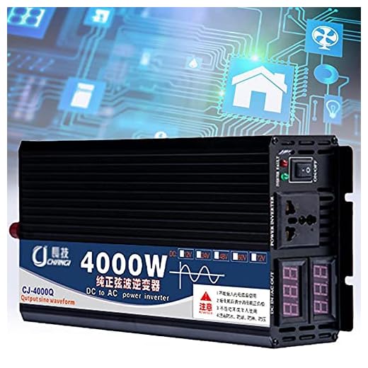 Inverter 12V/24V/48V/60V till 110V/220V Inverter för bil, Pure Sinus Wave Inverter Power Inverters, med AC -uttag och dubbel digital display för camping utomhus strömförsörjning,4000W-12Vto220V