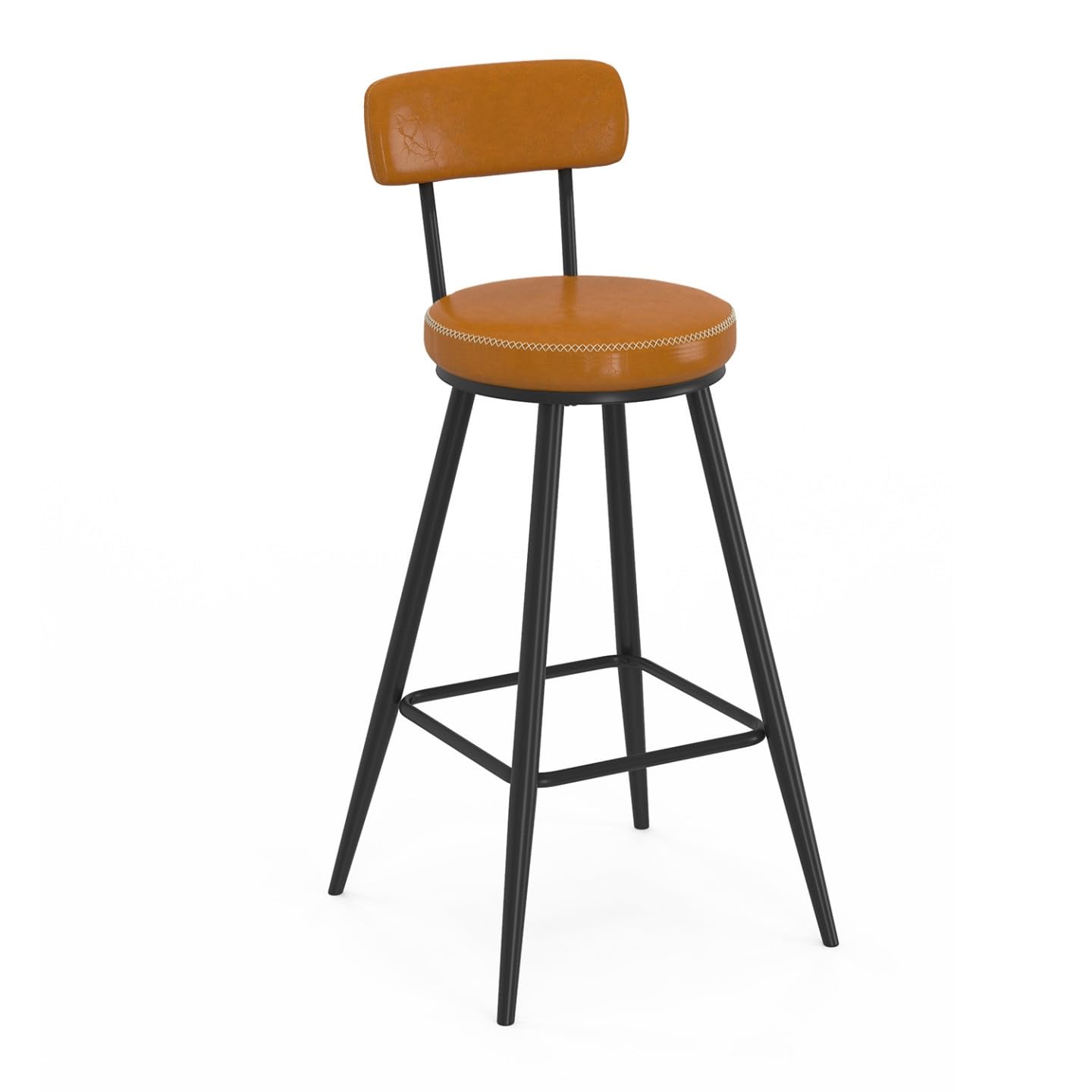 IDMarket – Juego de 4 taburetes de bar ISAURE PU marrón