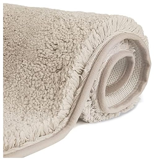 FCSDETAIL Alfombrilla de Baño Antideslizantes de 50X80 cm, Tapete para el Piso Lavable a Máquina con Microfibras Suaves Absorbentes de Agua para Bañera, Ducha y Baño