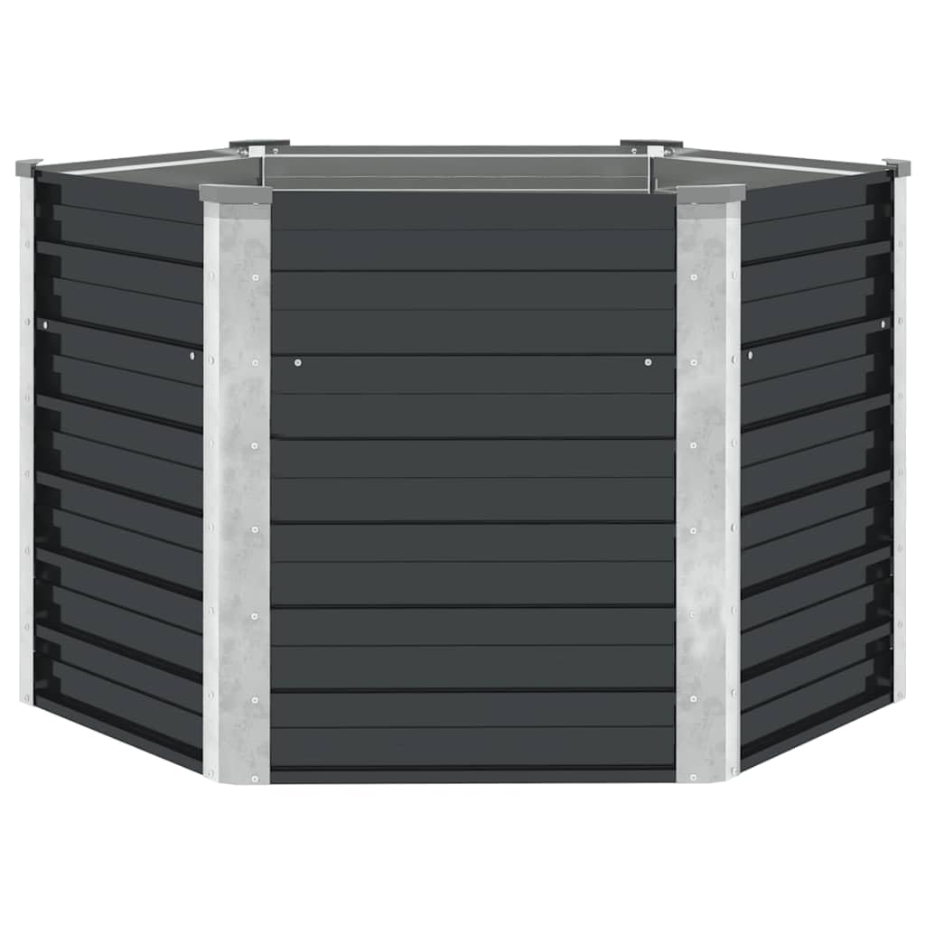 vidaXL Arriate Exterior Grande Macetero Huerto Urbano Maceta XXL Mesa Cultivo Hexagonal Verduras Plantas Flores Acero Galvanizado Gris 129x129x77 cm