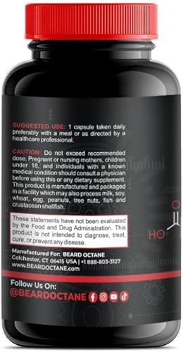 Miniatura 2 de Beard Octane Biotina - Crecimiento del pelo de la barba con biotina 10,000 mcg - Suministro para 60 días - Suplemento vitamínico saludable, fuerte,