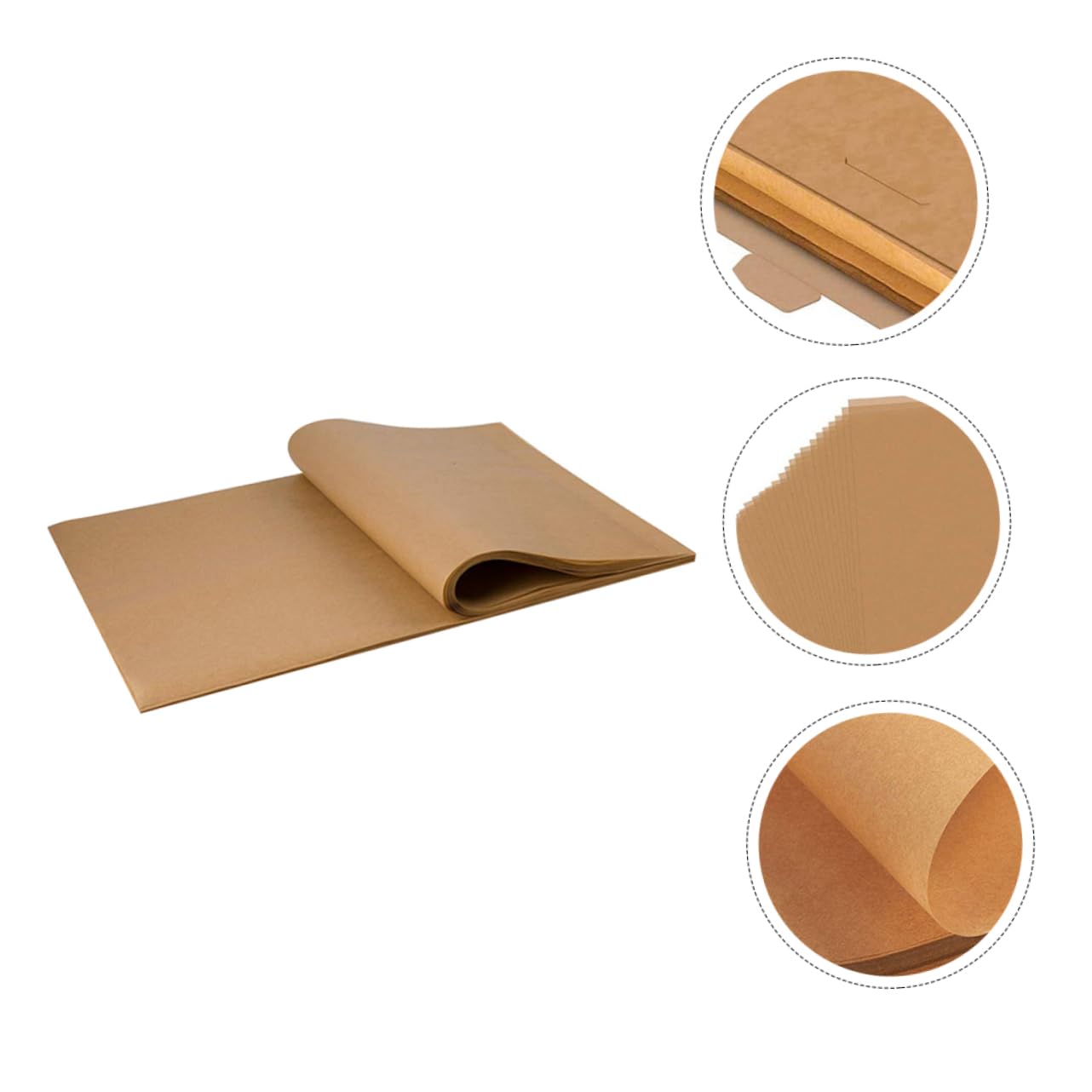 Papel Pergamino Marrón 200 Piezas de Pulpa de Madera para Hornear | Doble Cara Utilizable, Resistente a Altas Temperaturas, Antiadherente y Fácil de Limpiar