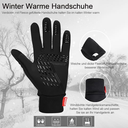 Cevapro Fahrradhandschuhe Warme Winterhandschuhe wasserdichte Touchscreenhandschuhe Winddichte Laufhandschuhe rutschfeste