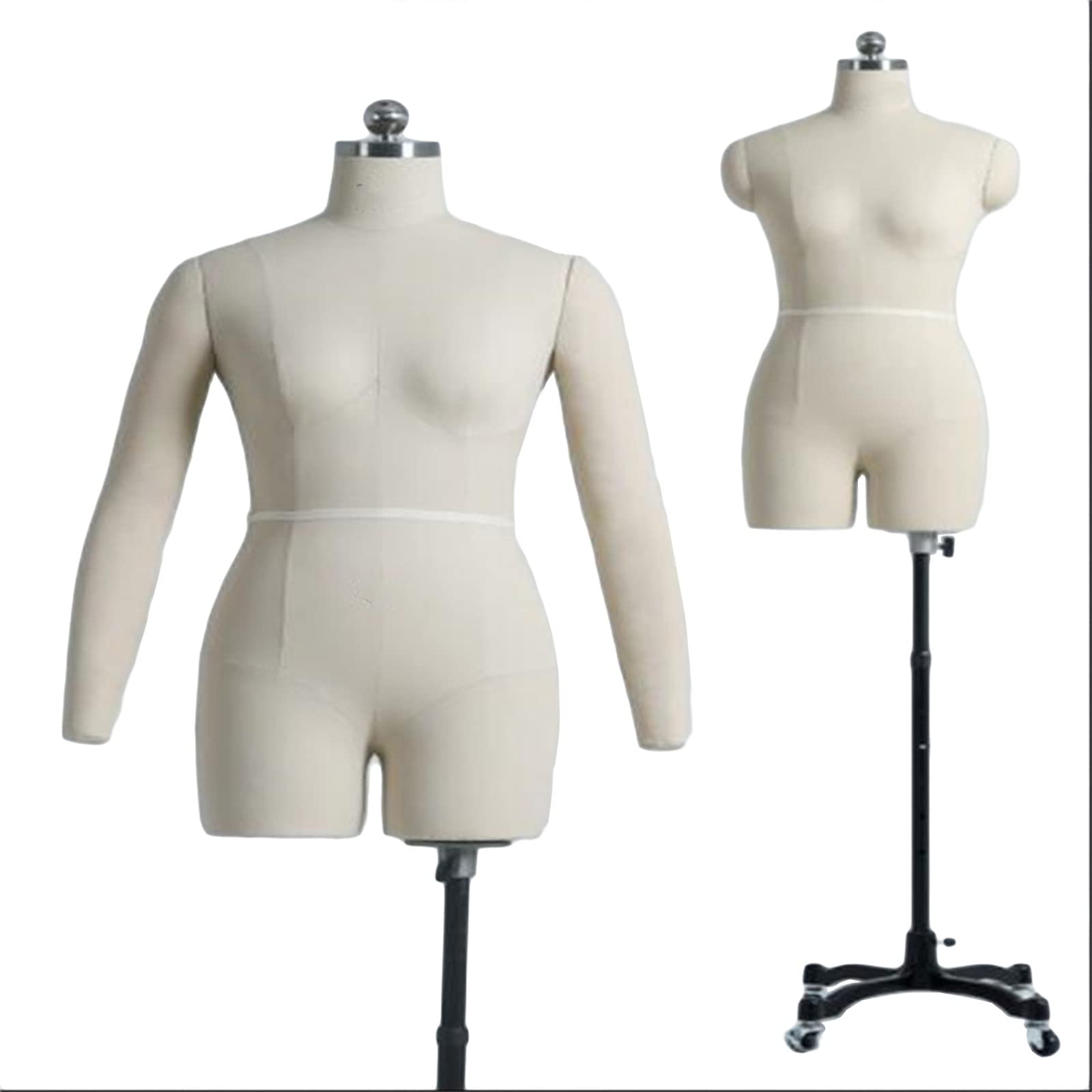 sdneNest Forme di abiti femminili per cucire vestiti, manichino completamente appuntabile con braccia morbide, per adulti, manichino da sarta su ruote, bellissimo scenario, bianco-medio