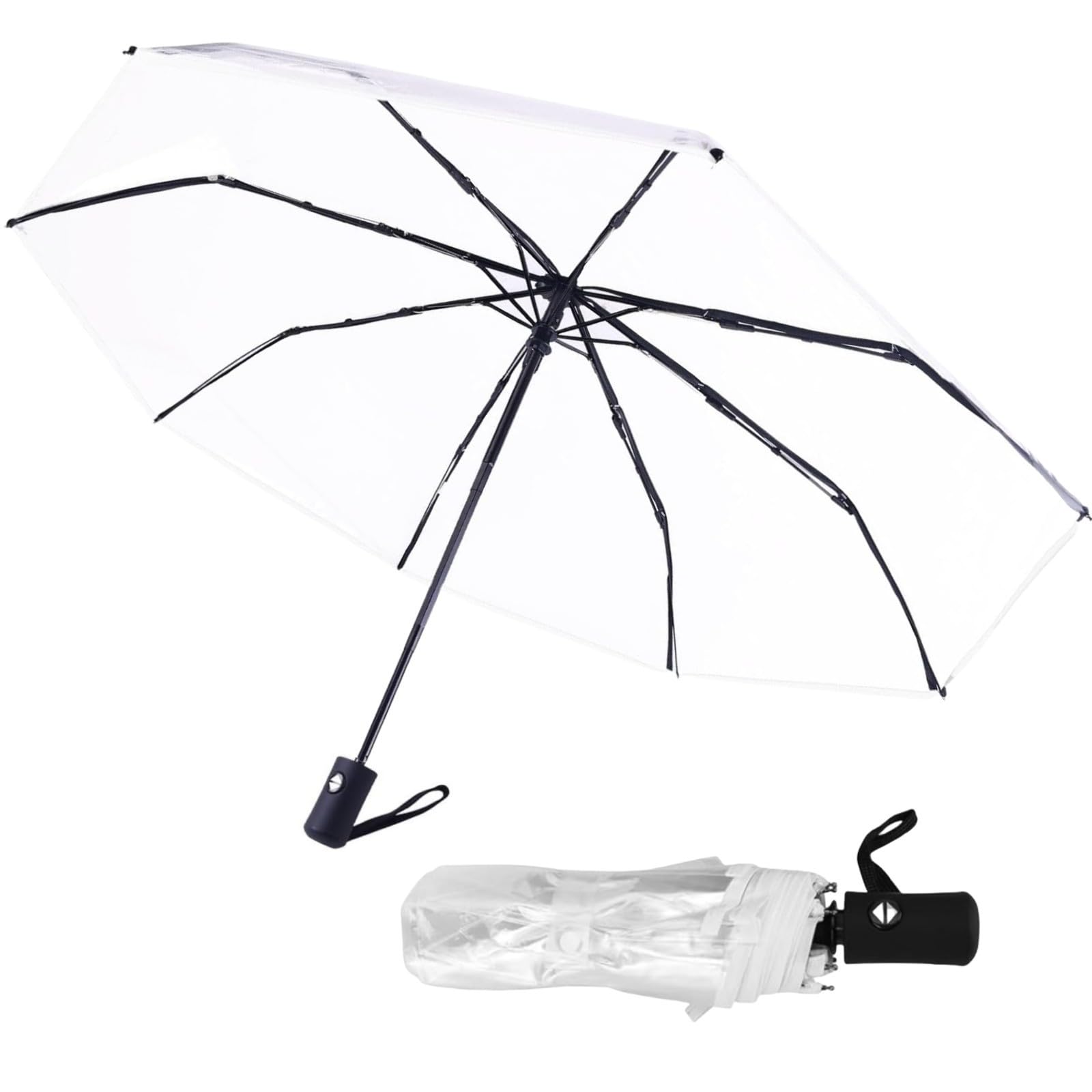 OUYESGL Clear Umbrellas for Rain Adult, Clear Wedding Umbrellas,Transparent Umbrella Automatic Folding Umbrella Compact