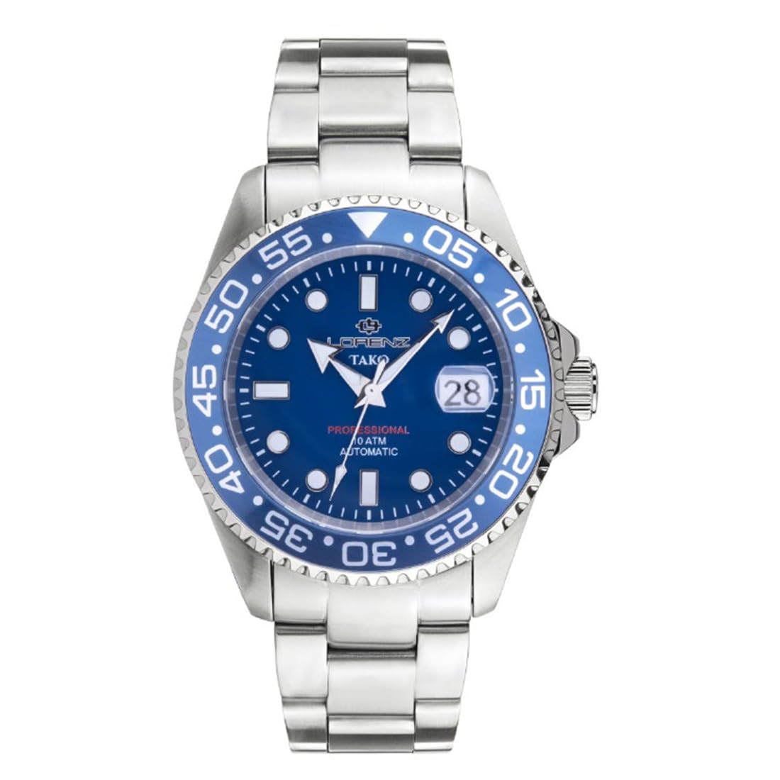 Lorenz Tako 030254MM Orologio da uomo automatico in acciaio inossidabile sub 100 metri