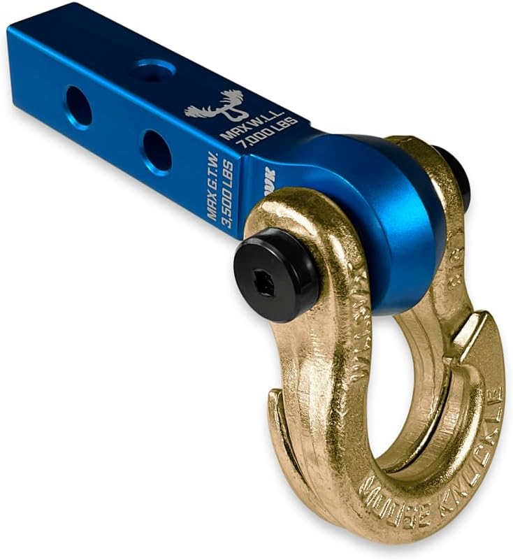 Moose Knuckle Offroad Jowl Split Shackle 5/8 and Mohawk 1.25 Receiver Combo - 7,000 lbs WLL Heavy Duty Off Road Accessories - Vehicle Recovery Gear Shackle Hitch Receiver - Blue Pill/Grape Escape