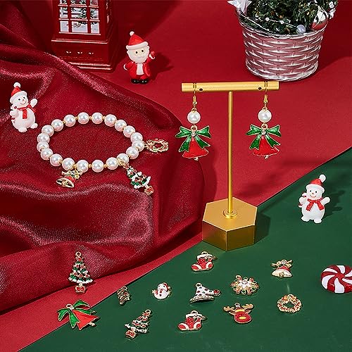 SUNNYCLUE 40pcs 10 Styles Mixed Color Christmas Charms Bulk Snowman Snowflake Boots Tree Wreath Alloy Enamel Rhinestone Winter Charm for DIY Jewellery Making - Image 4