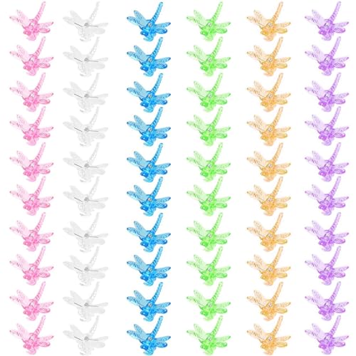 Pflanzenclips 60pcs Kunststoff Dragonfly Form Orchideenklammern 6 verschiedene Farbanlagen -Stützklammern Garten Reben Clips zum Stützen von Stängeln Reben Stiele Kletterpflanzen aufrecht 1,5 x 1,6 Z