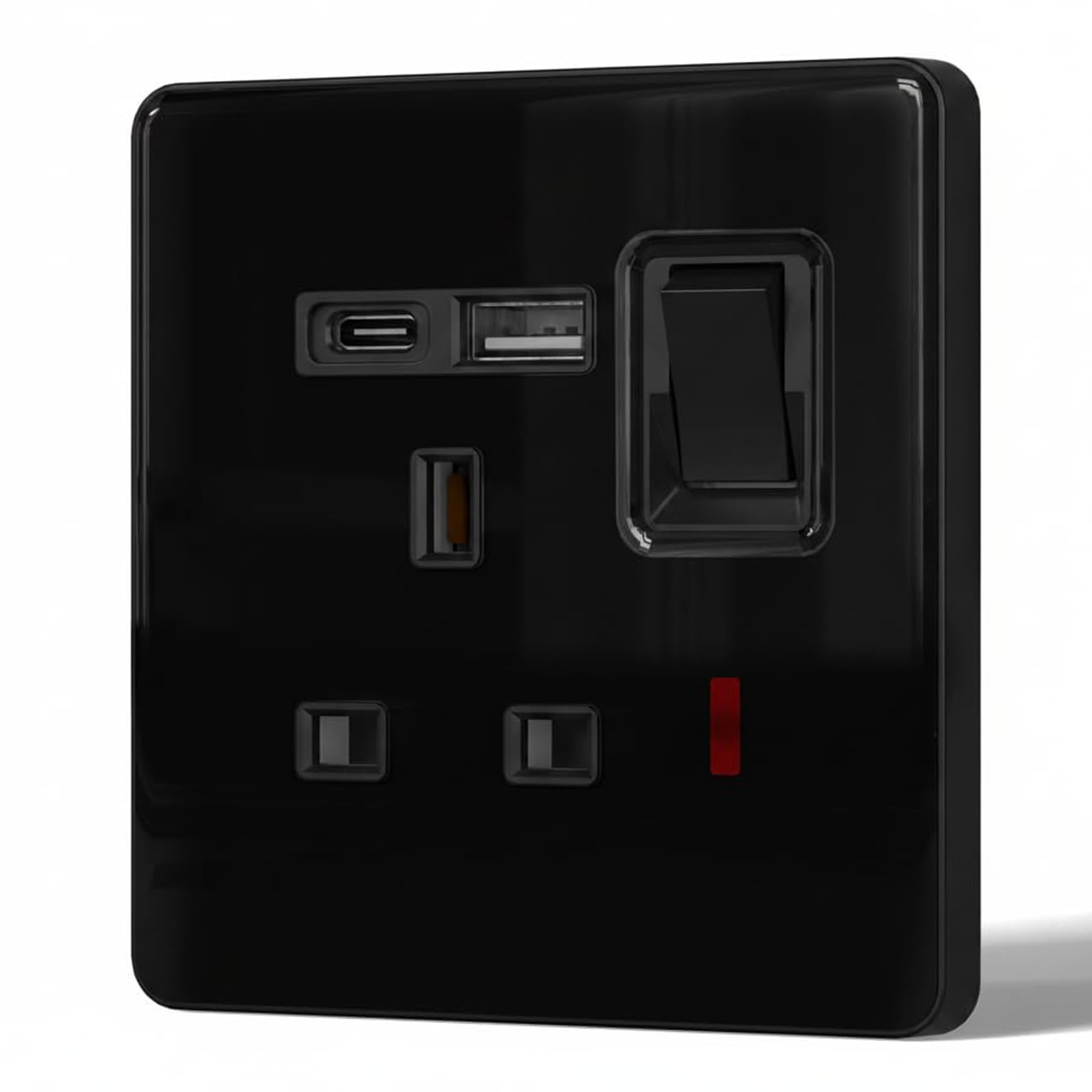 BSEED Single Socket with 20W USB-C Fast Charging,Glass Switched Wall Socket,LED Indicator Light,UK Standard 13A Electric Power Outlet,Screws Included, โ image 1