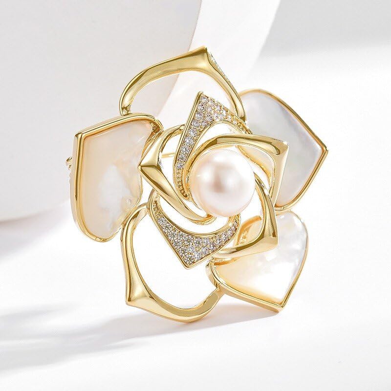 Image of Flower Brooch for Women Rhinestone Flower Brooch Pins Floral Brooches Jewelry Gift for Mom Wife
