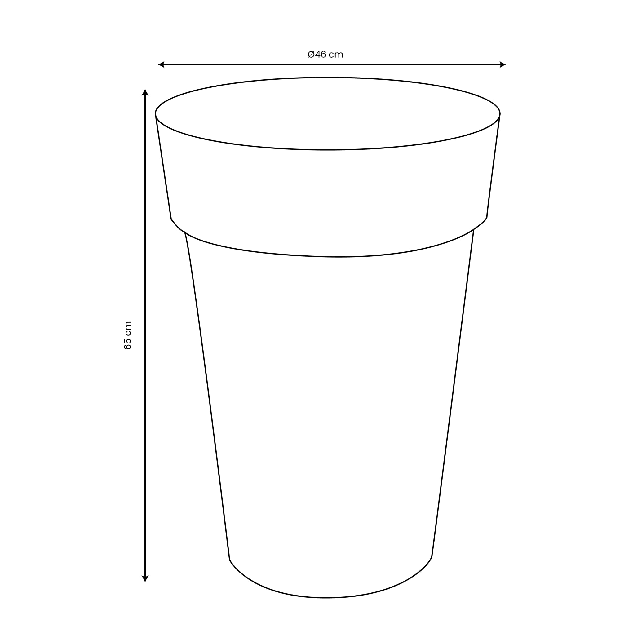 EDA - Vaso da fiori alto Toscana Ø 46 cm - Volume 67 L - Ø 46 x H.65 cm - Verde alloro
