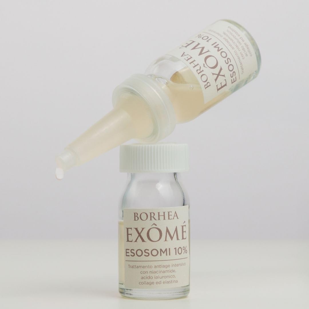 BORHEA EXÔMÉ Fiale Esosomi 10% – Trattamento Urto Professionale per Microneedling e Rigenerazione Totale – Siero Viso Esosomi Antiage Concentrato per Lifting e Macchie, 6x5ml