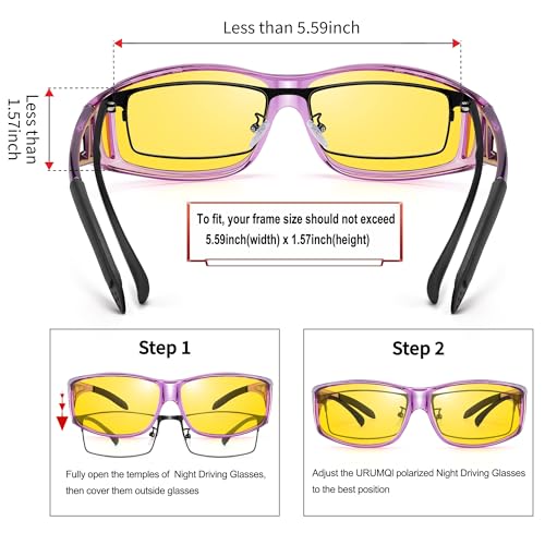 Image of URUMQI Night Vision Driving Glasses Fit Over Eyeglasses for Men Women
