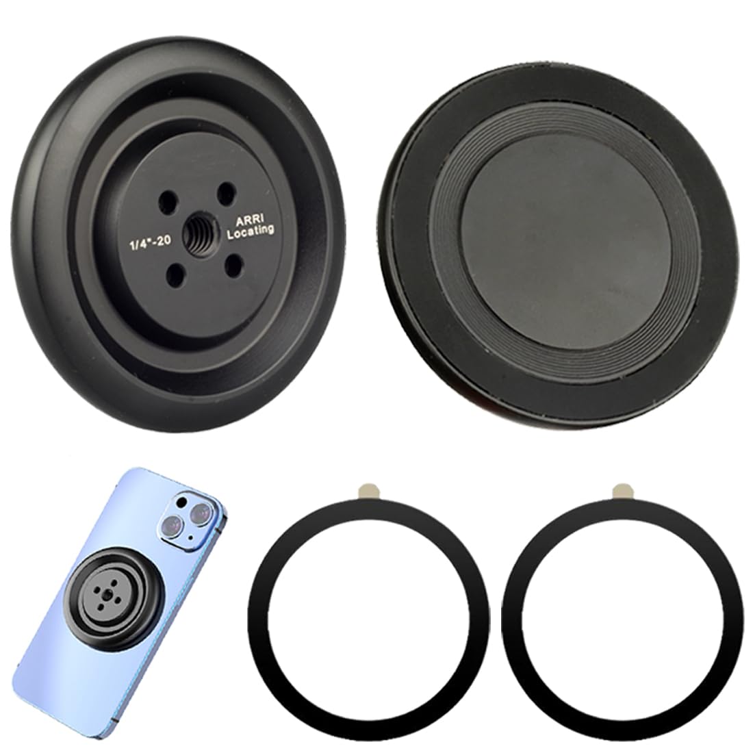 DEKEENSTAR Magnetic Phone Tripod Adapter Mount with 1/4" Thread Screw Holes compatible with MagSafe for Iphone 15 14 13 12 Pro Max Plus Mini Video