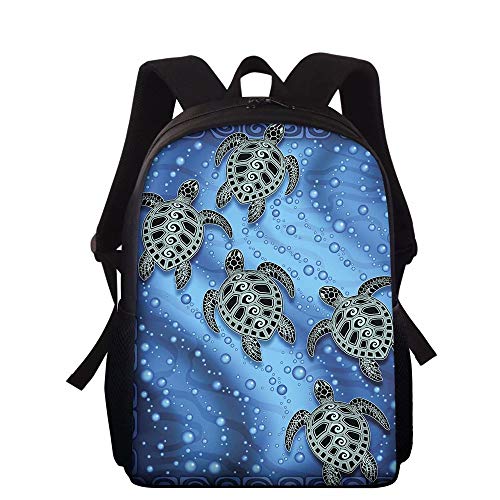 chaqlin Nouveauté Sac à Dos imprimé Tortue de mer Bleue pour garçons Filles Retour aux Sacs d'école Grande capacité Durable Bookbags Outdoor Travel Casual Daypack