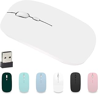 BlueBose Wireless Bluetooth Mouse, 3-Speed Dpi Adjustment, Lightweight And Portable Wireless Mouse For Laptop,Compatible Laptop/Ipad/Iphone/Mac/Pc, Requires AA Batteries (Not Included), (White)