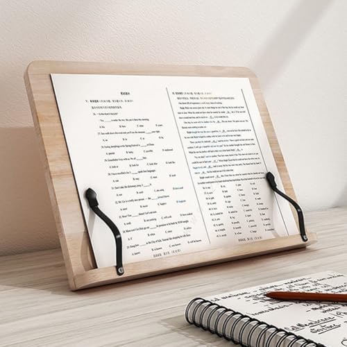 Soporte para libros de madera natural y ajustable para escritorio y hogar 4