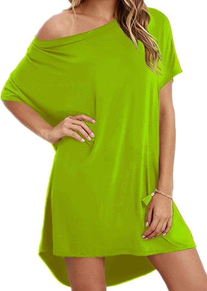 HioinieiyWomen's Tshirt Dress, Plus Size Top, Nightshirt Nightgown, Cover Up, Short Sleeve High Low Loose Soft