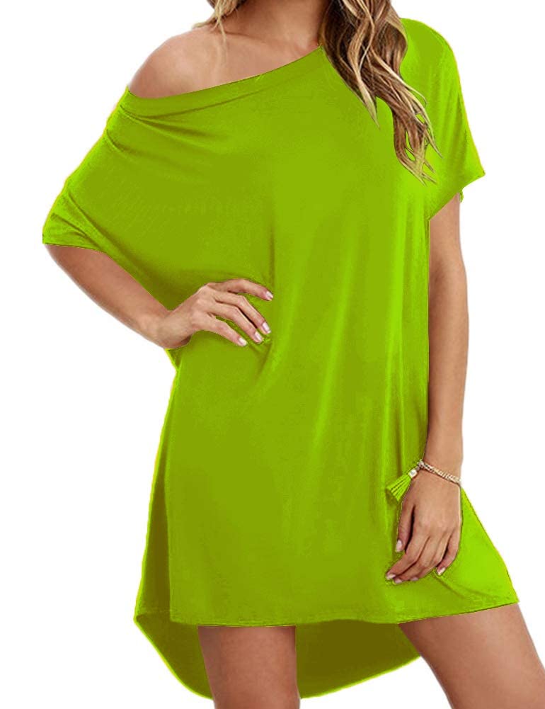 HioinieiyWomen's Tshirt Dress, Plus Size Top, Nightshirt Nightgown, Cover Up, Short Sleeve High Low Loose Soft