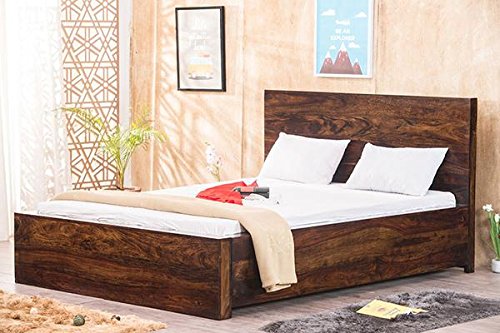 Image of Sheesham Solid Wood Queen Size Charlie Box Bed