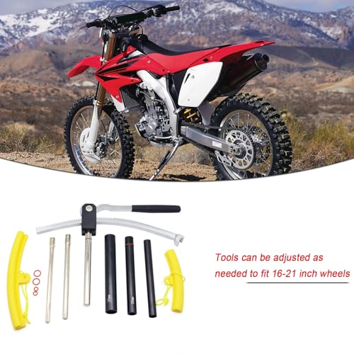 Image of Dirt Bike Tire Changing Tool Kit for Motocross and Enduro, Compact Dirt Bike Tire Changer for 16 inch to 21 inch Wheels, 15 /17 /20 /25mm Axles