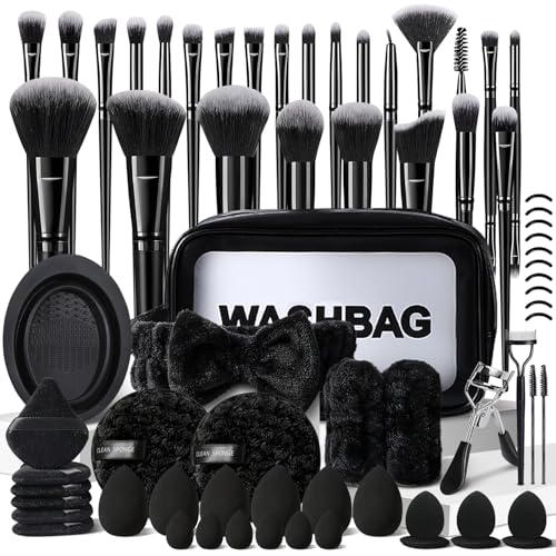 KUORYZAL Black Makeup Brushes Set Professional 70Pcs with Case Premium Synthetic for Foundation Concealer Blush Eyeshadow Powder Contour Makeup Brush Kit Face Eye Make up Brushes & Tools