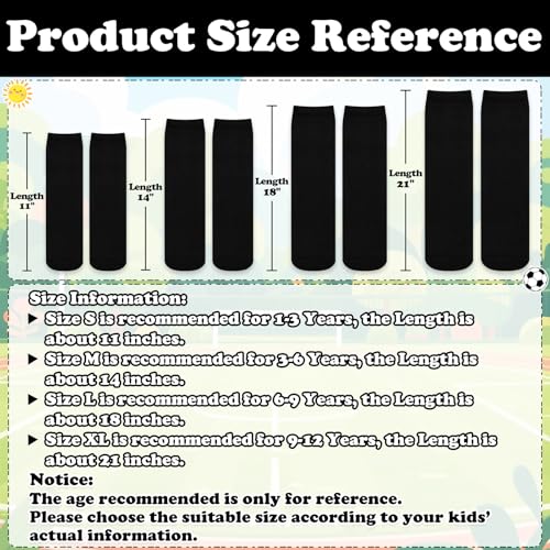 Image of Sarfel Kids Soccer Socks Toddler Soccer Socks Girls Boys Soccer Socks Kids Tube Socks with Stripes Toddler Knee High Socks, 2 Pack Black, Black, 6-9 Years