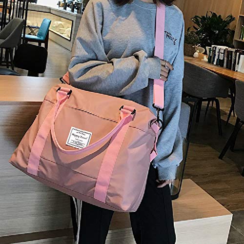 AUSTARK Sports Duffel Bag, Travel Weekender Gym Tote Bag, Large Nylon Overnight Shoulder Bag with Trolley Sleeve and Wet Pocket for Women Men (Pink)