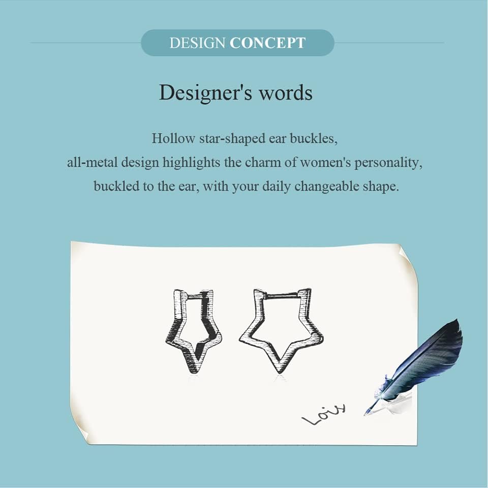 Image of BISAER Silver Huggie Hoop Earrings for Women, 925 Sterling Silver Post Star Small Hoop Earrings Hypoallergenic Lightweight Everyday Jewelry Gift Cute