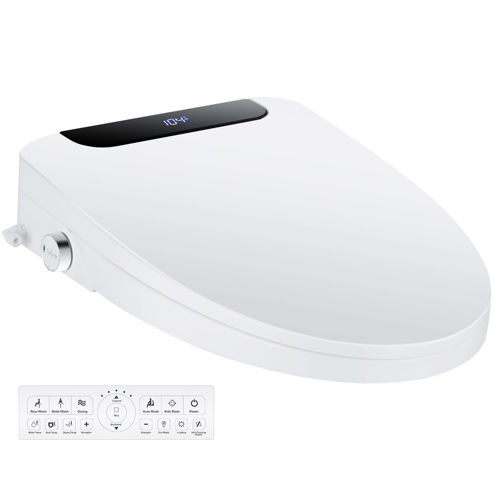 Photo 1 of mijashy Bidet Toilet Seat, Elongated, Electric, Warm Water, Air Dryer, Heated Seat and Slow Close Lid, Front and Rear Wash, Night light, Wireless Remote, 102 (Elongated)