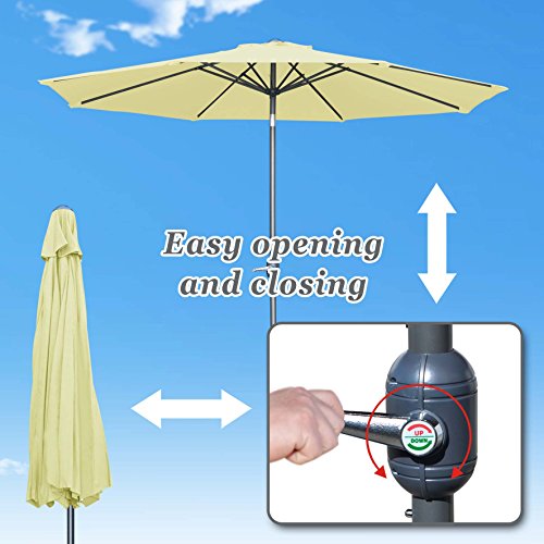 Strong Camel Patio Umbrella 10' With Tilt And Crank 8 Ribs Outdoor Garden Market Parasol Sunshade In Beige Color #TOP4