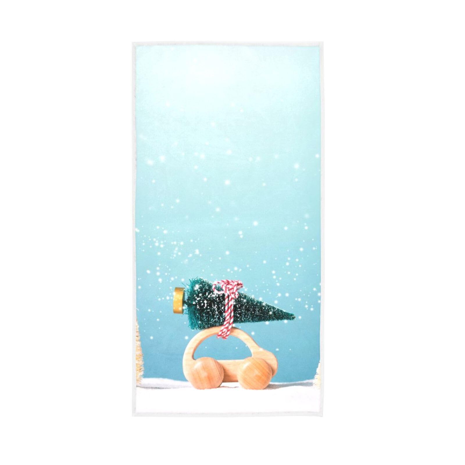HUYGD Little Car Christmas Tree Bath Hand Towels, 15 x 30 Inches Absorbent Hand Towel Spa Towels Salon Towels Bulk