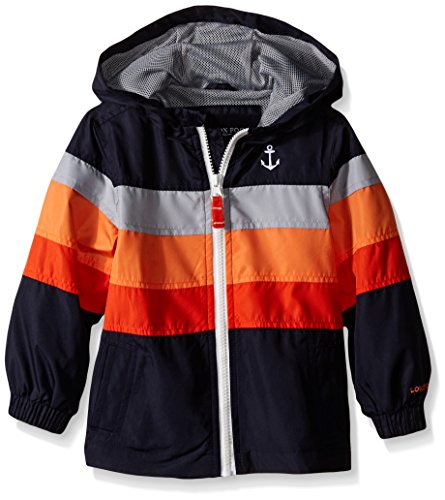 London Fog Big Boys Chest Stripe Poly Lined Jacket, Navy, 10/12