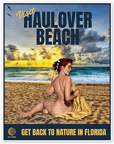 Haulover Beach Florida Naturist Travel Print - Vintage Style Promotional Poster - A spectacular...