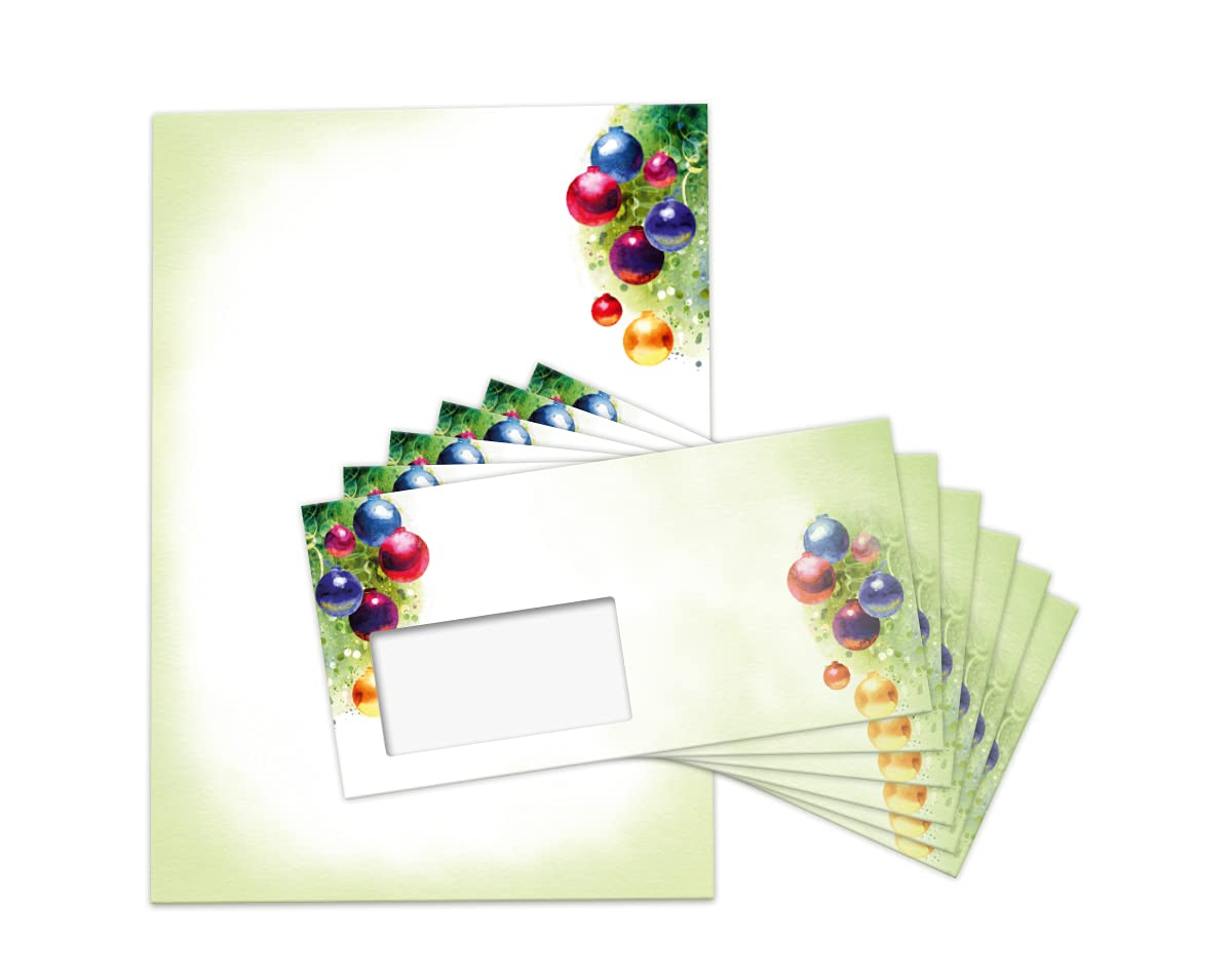 Briefpapier Weihnachten Weihnachtsbriefpapier mit Umschlag Umschlägen mit Fenster Weihnachtspapier A4 für Kunden (250 Blätter + 250 Umschläge)