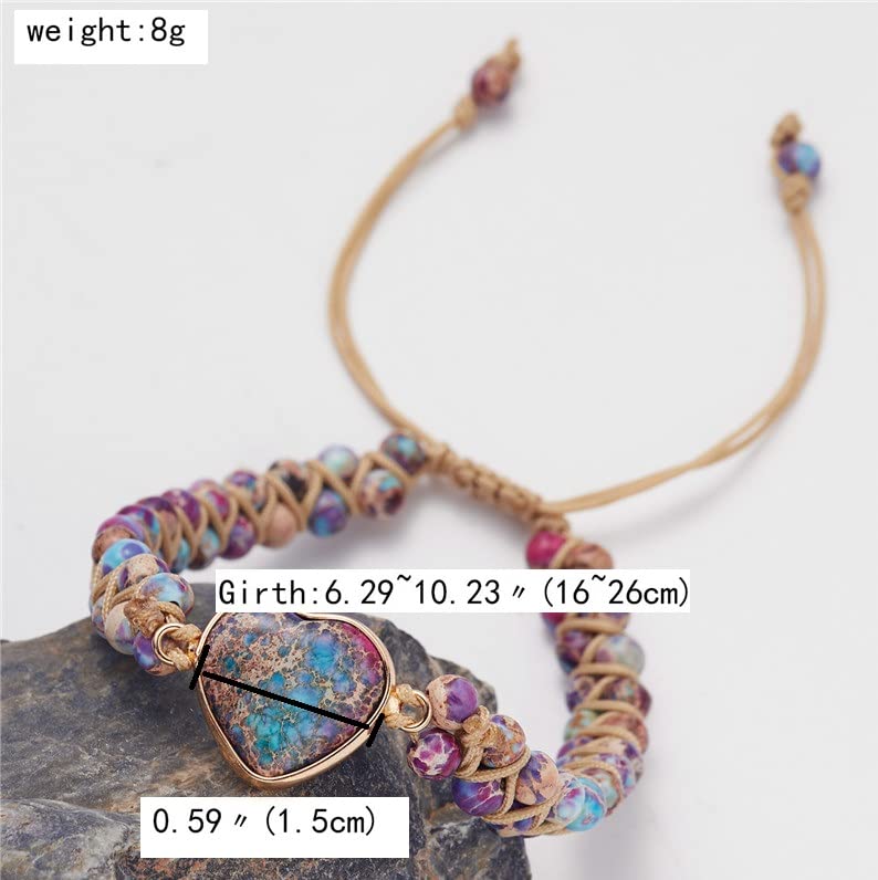 Image of To My Granddaughter Bracelet Jasper Heart Bracelet for Granddaughter form Grandma /Grandpa Love You Forever Bracelet Handmade Adjustable Double Winding Healing Energy Stone Braided Bracelet Jewelry Gift